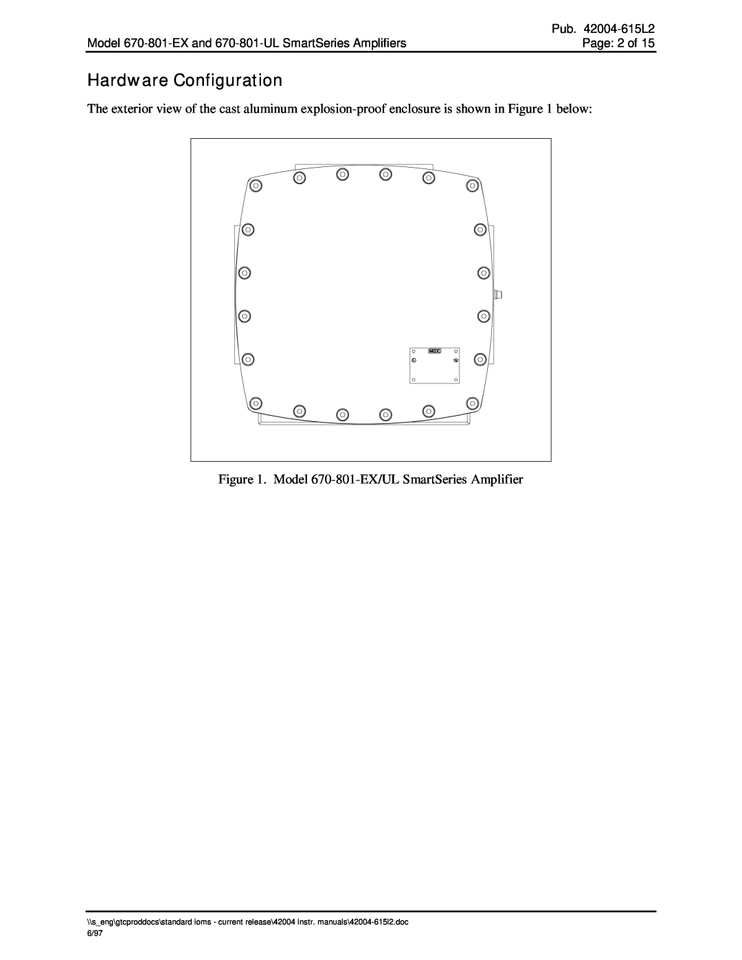 Hubbell 670-801-EX, 670-801-UL manual Hardware Configuration, 42004-615L2, Page 2 of 