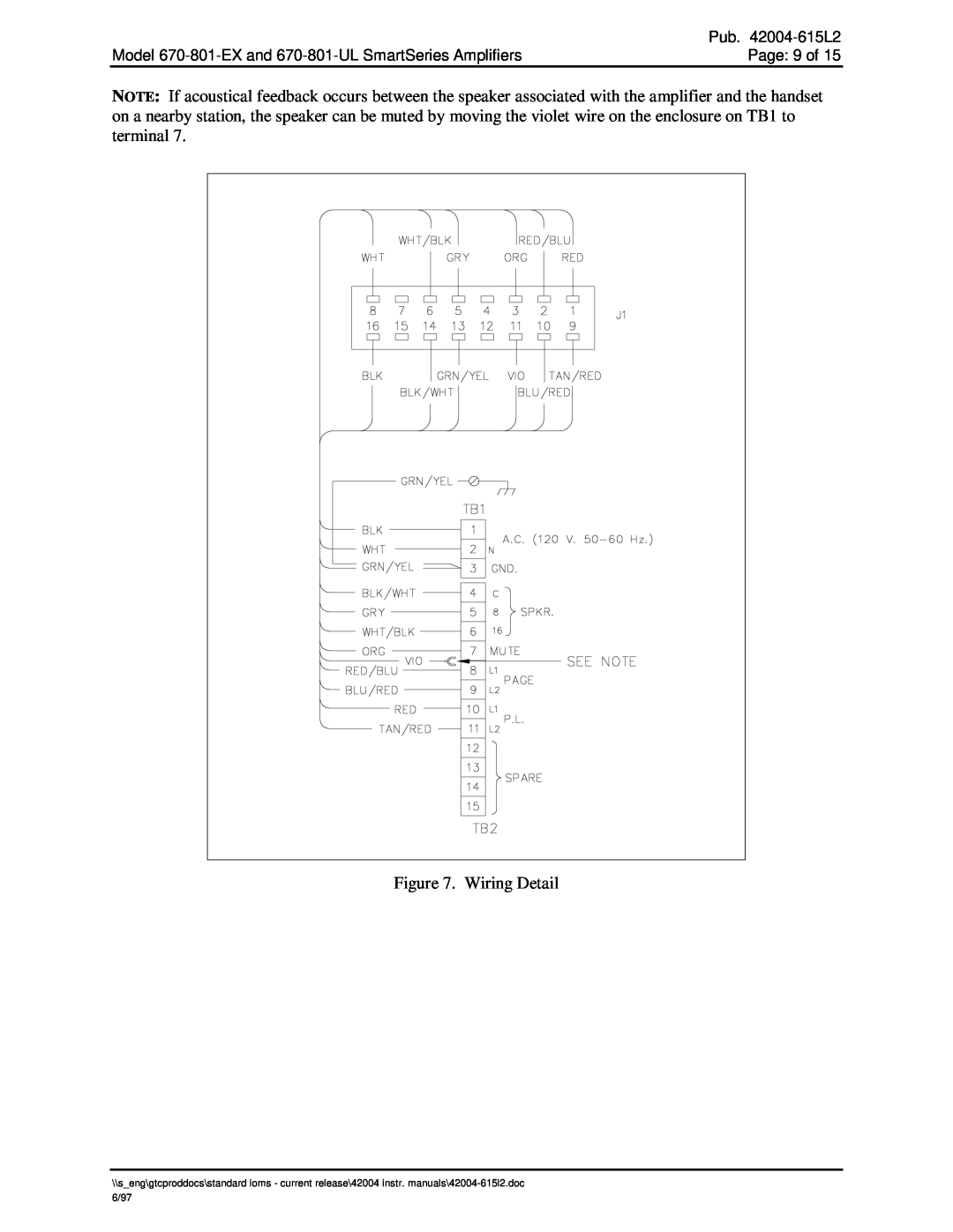 Hubbell 670-801-UL, 670-801-EX manual Wiring Detail, 42004-615L2, Page 9 of 