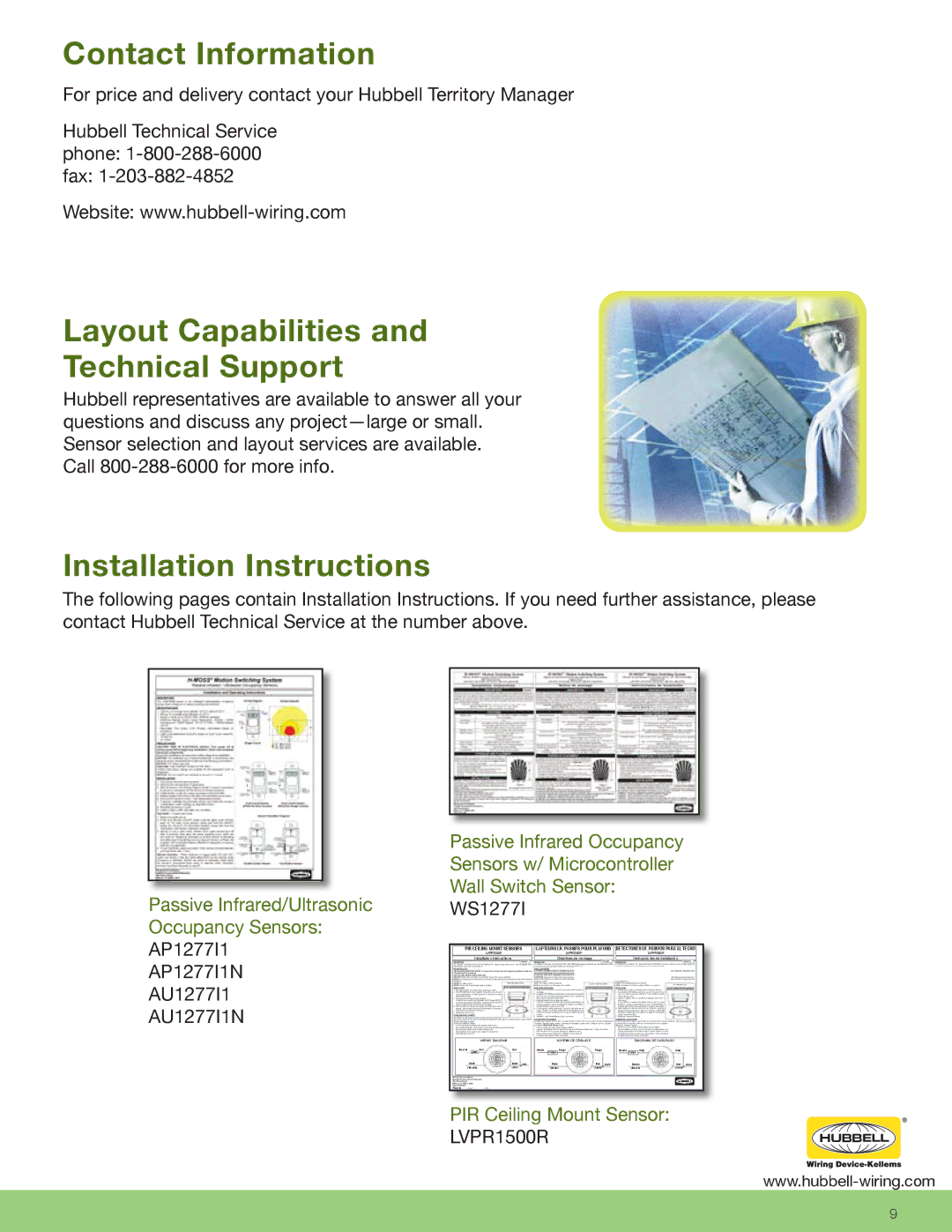 Hubbell CLT1554, CLT2054 manual Contact Information, Layout Capabilities Technical Support, Installation Instructions 