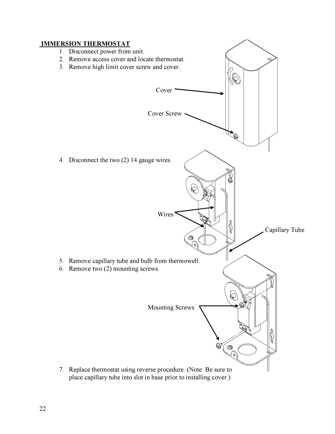 Hubbell Electric Heater Company A manual Immersion Thermostat 