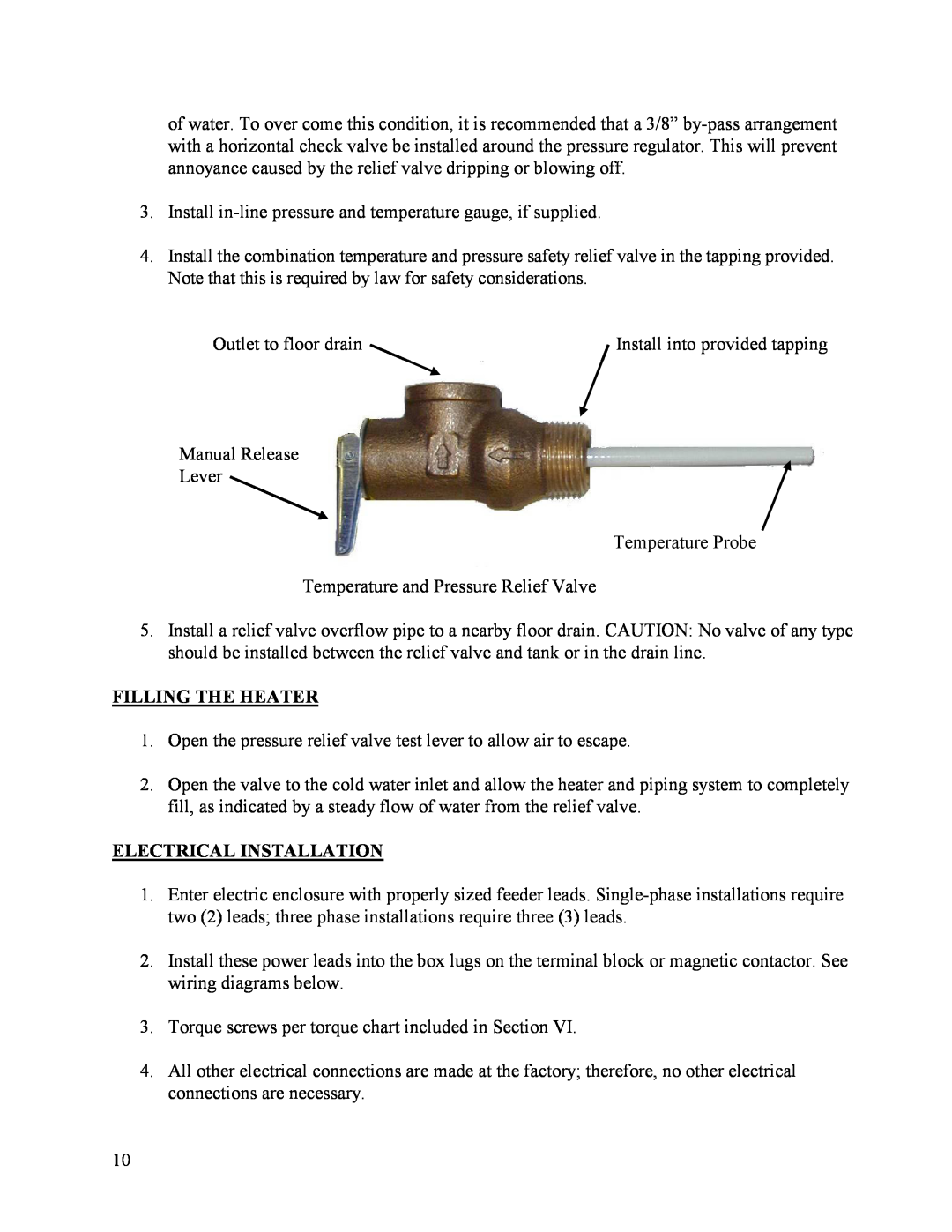 Hubbell Electric Heater Company A manual Filling The Heater, Electrical Installation 