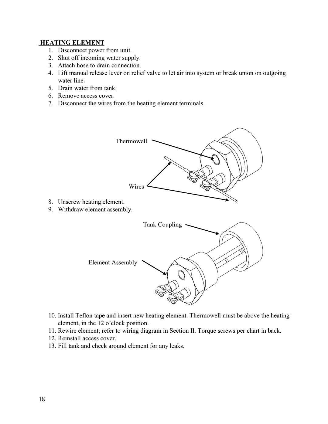 Hubbell Electric Heater Company CE110 manual Heating Element 