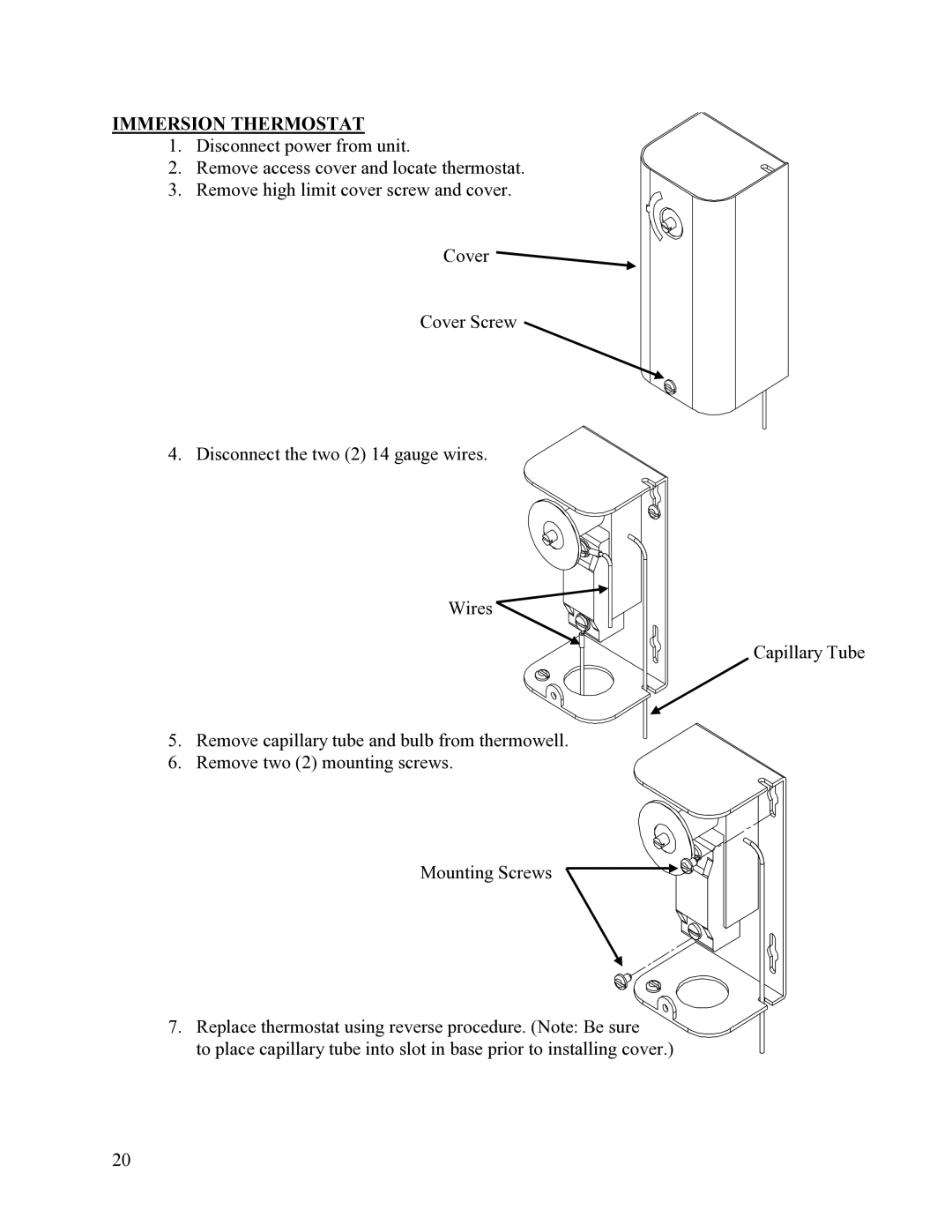 Hubbell Electric Heater Company D manual Immersion Thermostat 