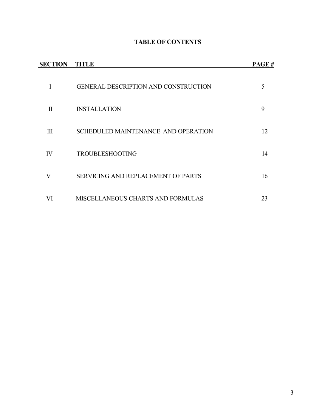 Hubbell Electric Heater Company D manual Table of Contents Section Title 