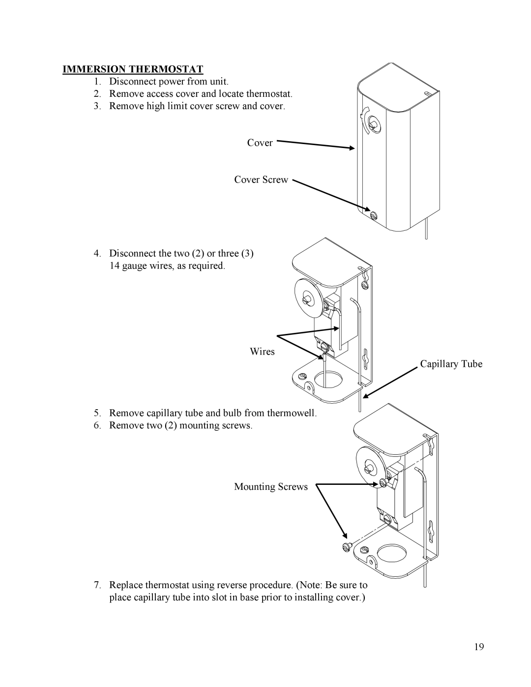 Hubbell Electric Heater Company E manual Immersion Thermostat 