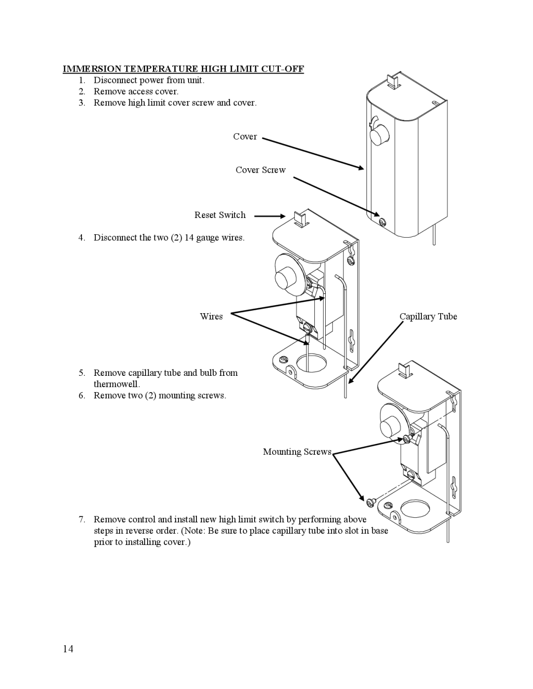 Hubbell Electric Heater Company EMV manual Immersion Temperature High Limit CUT-OFF 