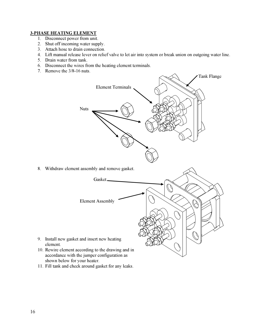 Hubbell Electric Heater Company EMV manual Phase Heating Element 