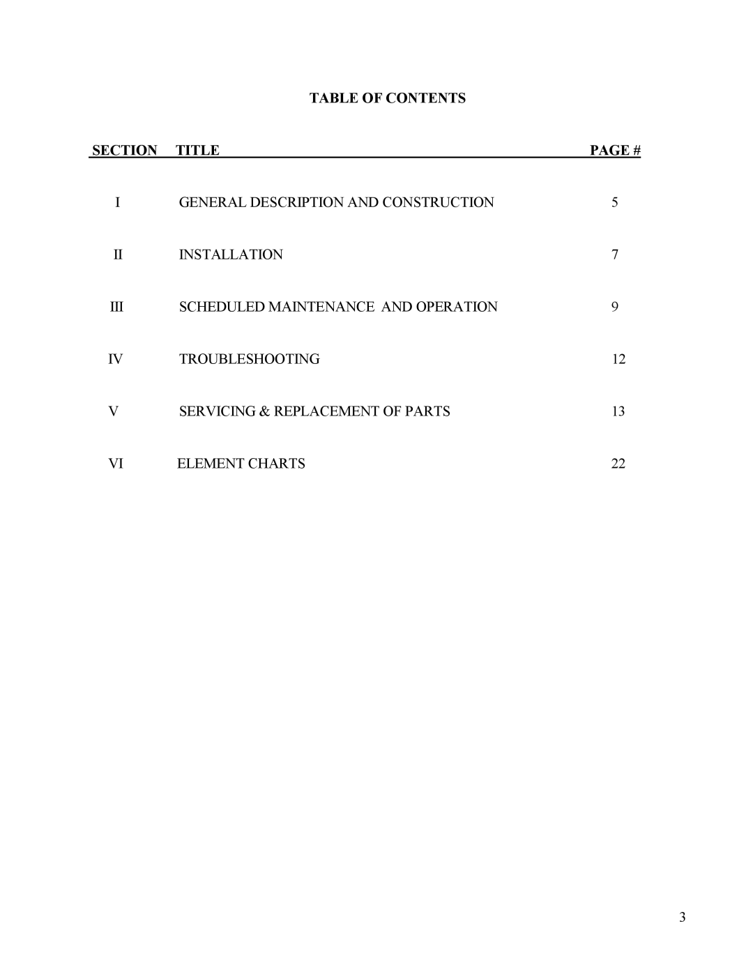 Hubbell Electric Heater Company EMV manual Table of Contents Section Title 