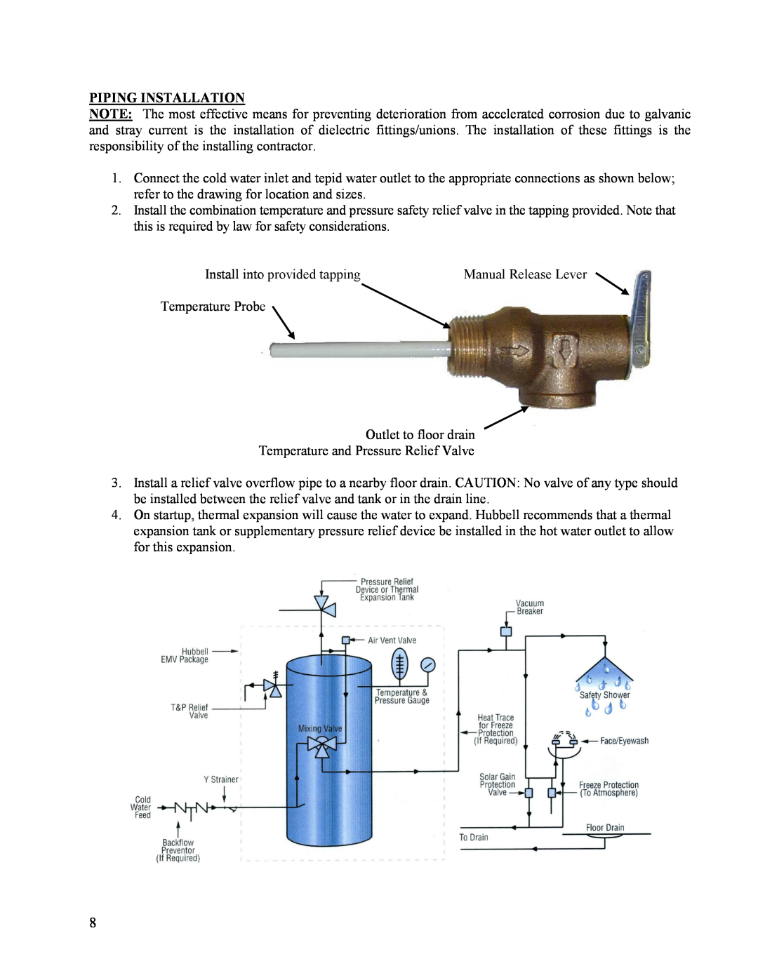 Hubbell Electric Heater Company EMV manual Piping Installation 