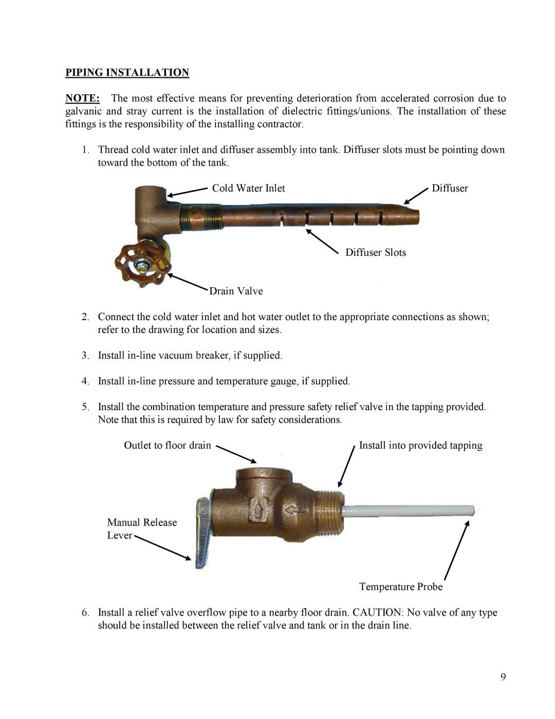 Hubbell Electric Heater Company HE, HSE manual Piping Installation 