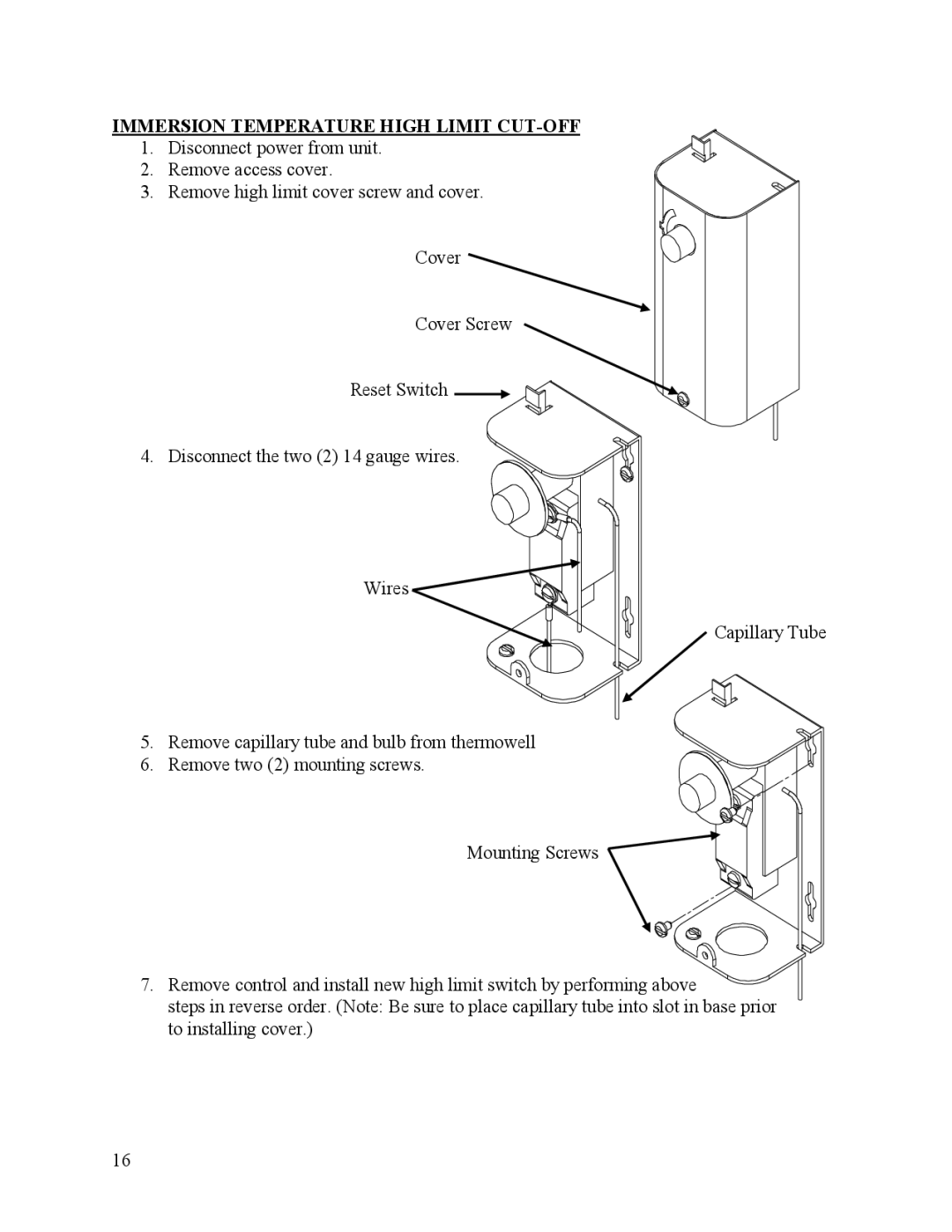 Hubbell Electric Heater Company ME manual Immersion Temperature High Limit CUT-OFF 