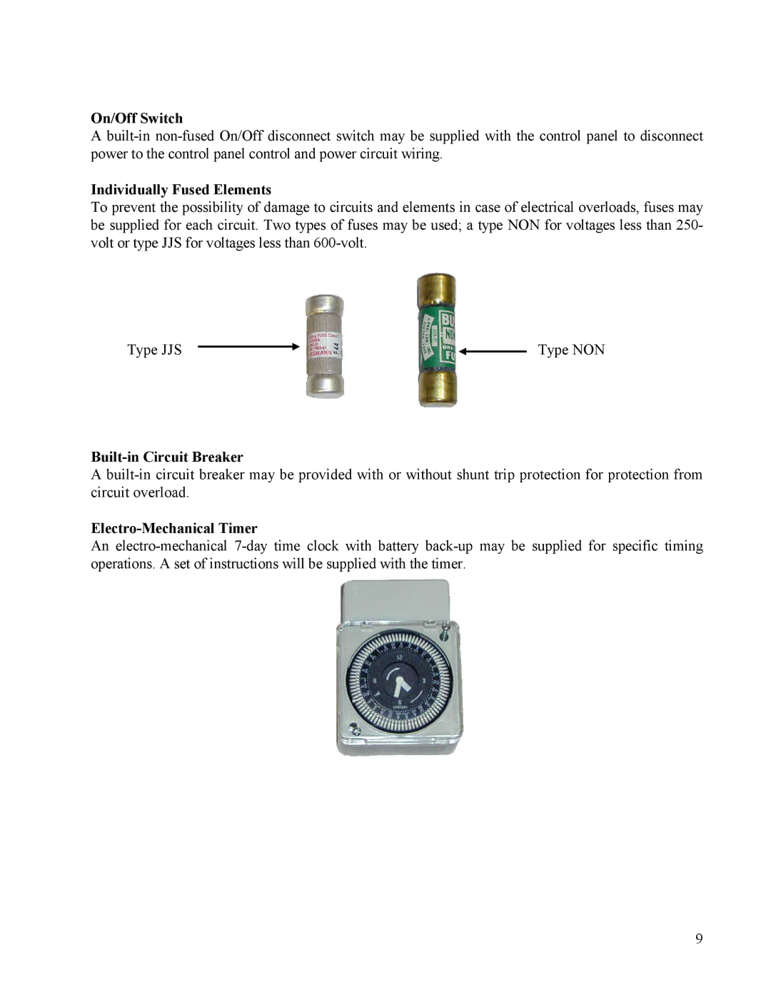 Hubbell Electric Heater Company MSE manual On/Off Switch, Individually Fused Elements, Built-in Circuit Breaker 