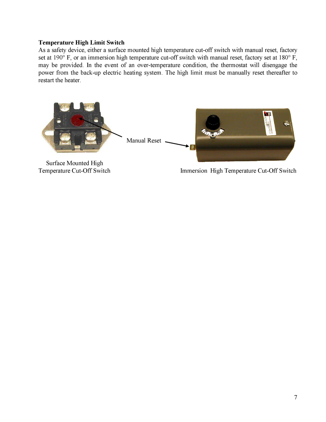 Hubbell Electric Heater Company SLN manual Temperature High Limit Switch 