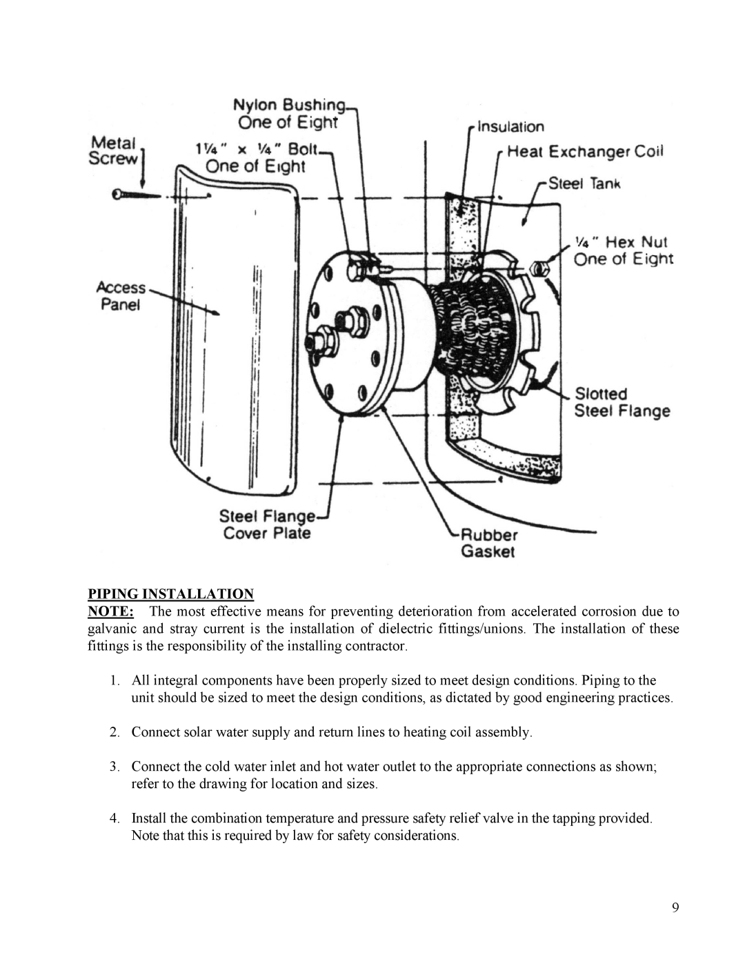 Hubbell Electric Heater Company SLN manual Piping Installation 