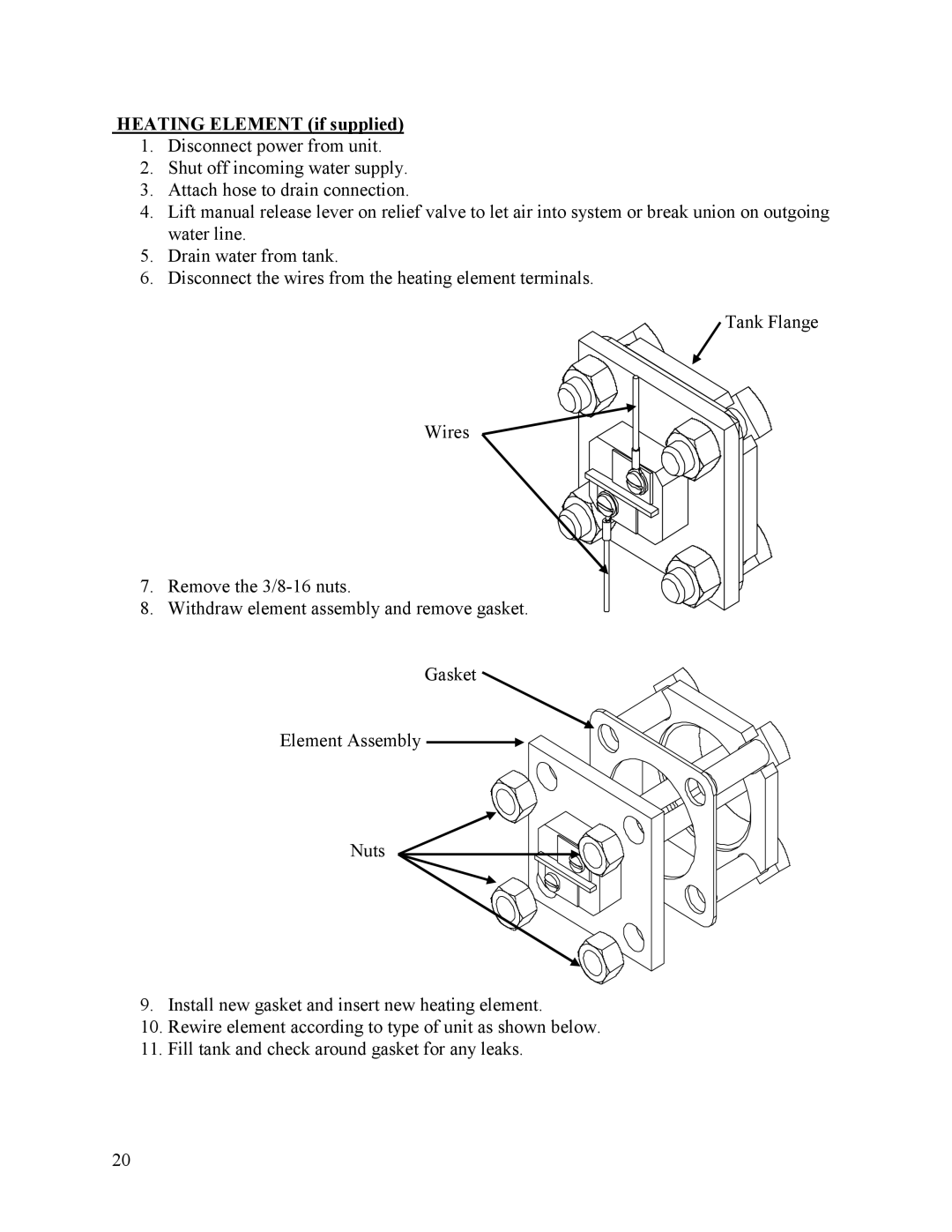 Hubbell Electric Heater Company T manual Heating Element if supplied 