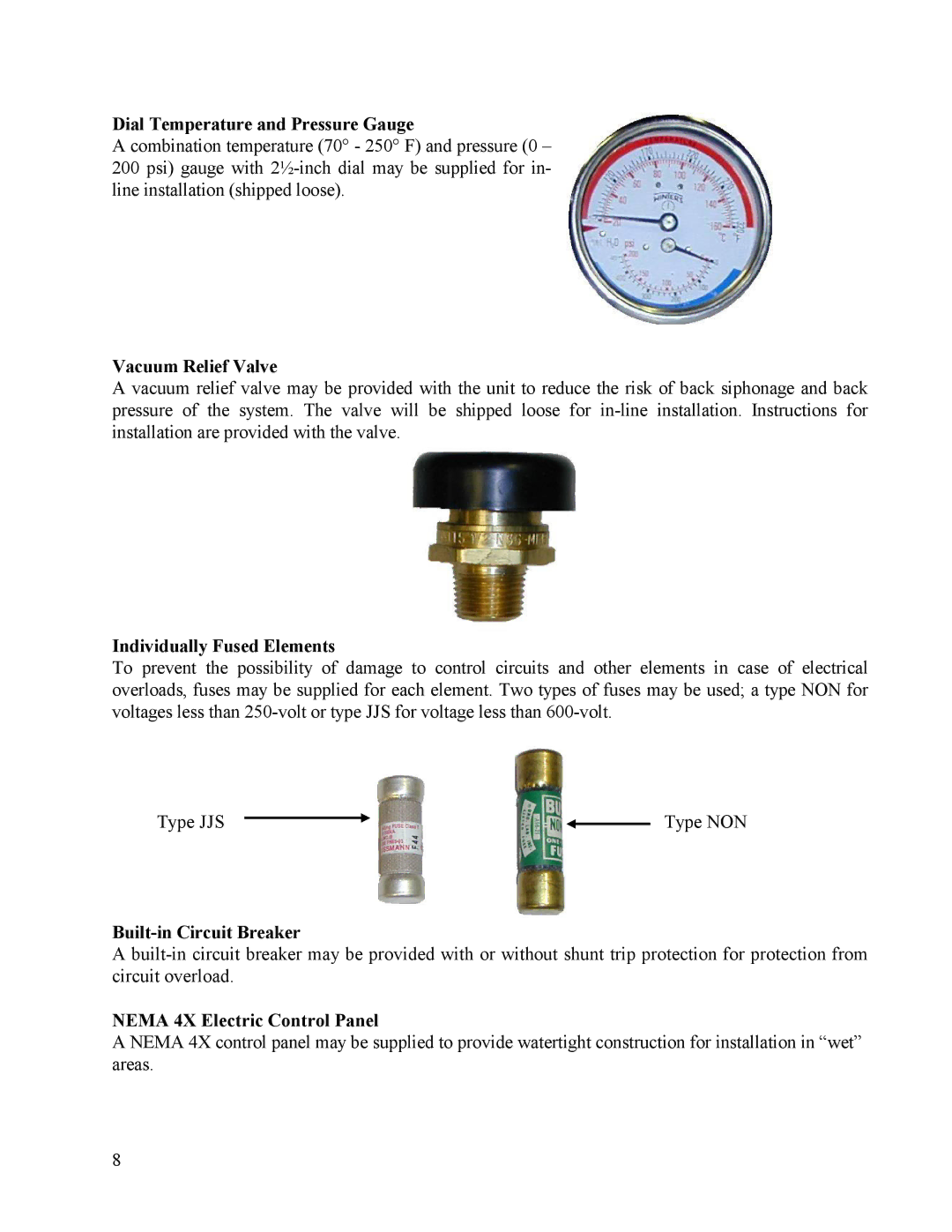 Hubbell Electric Heater Company V20, V10 manual Dial Temperature and Pressure Gauge 