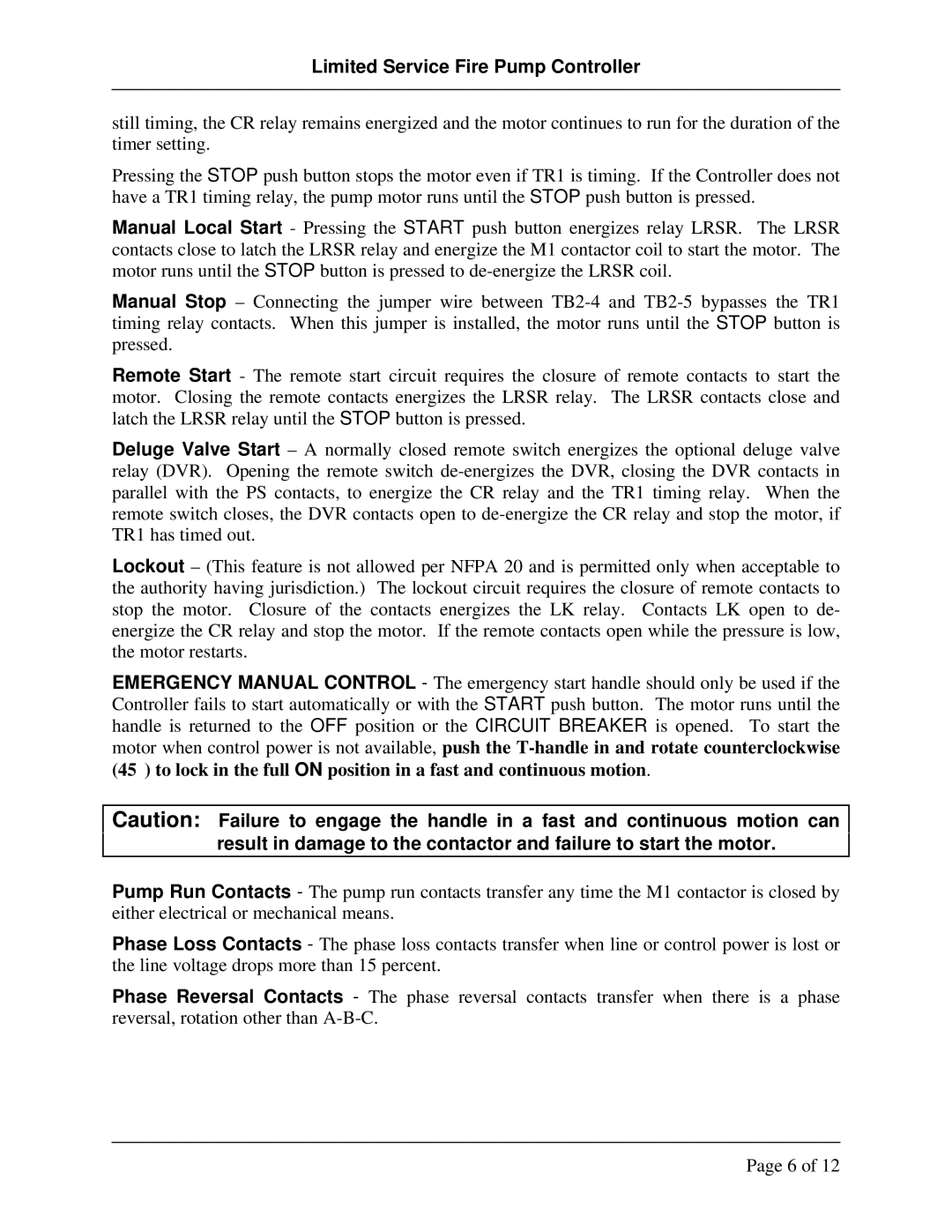 Hubbell LX-1500 instruction manual Limited Service Fire Pump Controller 