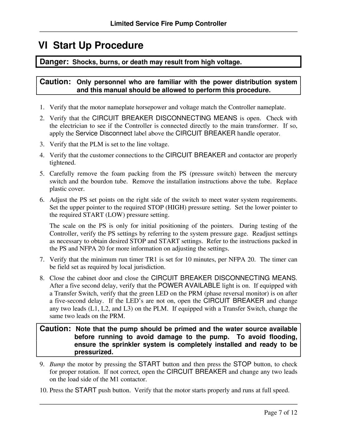 Hubbell LX-1500 instruction manual VI Start Up Procedure 