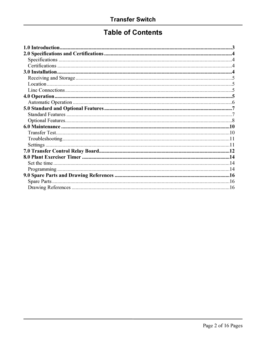 Hubbell LX-440, LX-450 instruction manual Table of Contents 