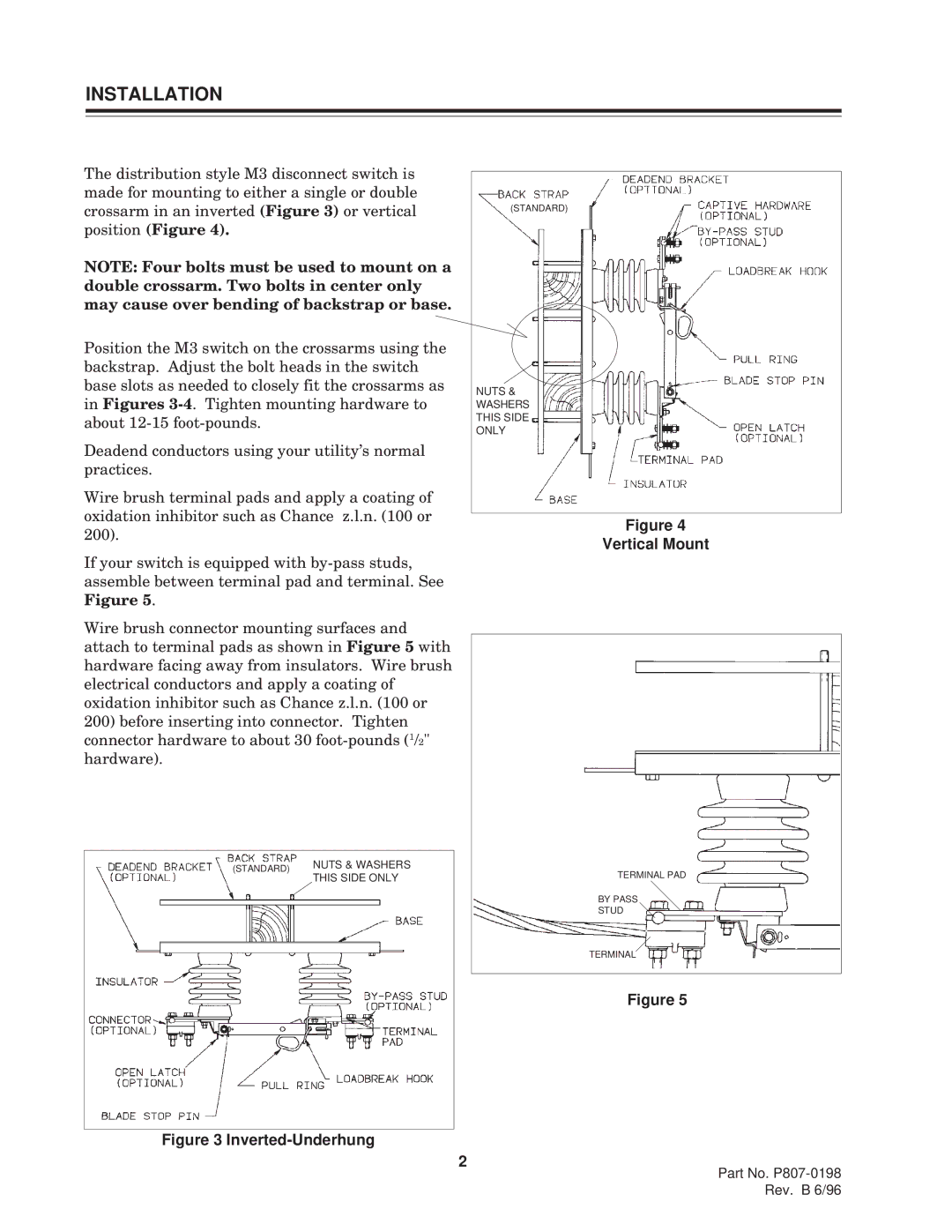 Hubbell M3 specifications Installation, Inverted-Underhung 