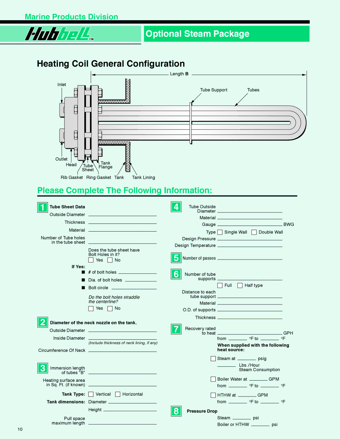 Hubbell MSH, MH manual Heating Coil General Configuration, Please Complete The Following Information 