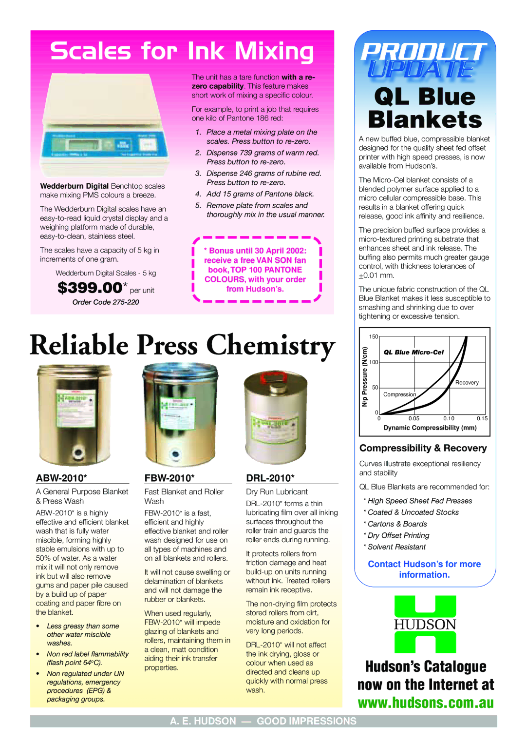 Hudson Sales & Engineering DC-545 brochure Compressibility & Recovery ABW-2010, FBW-2010, DRL-2010 