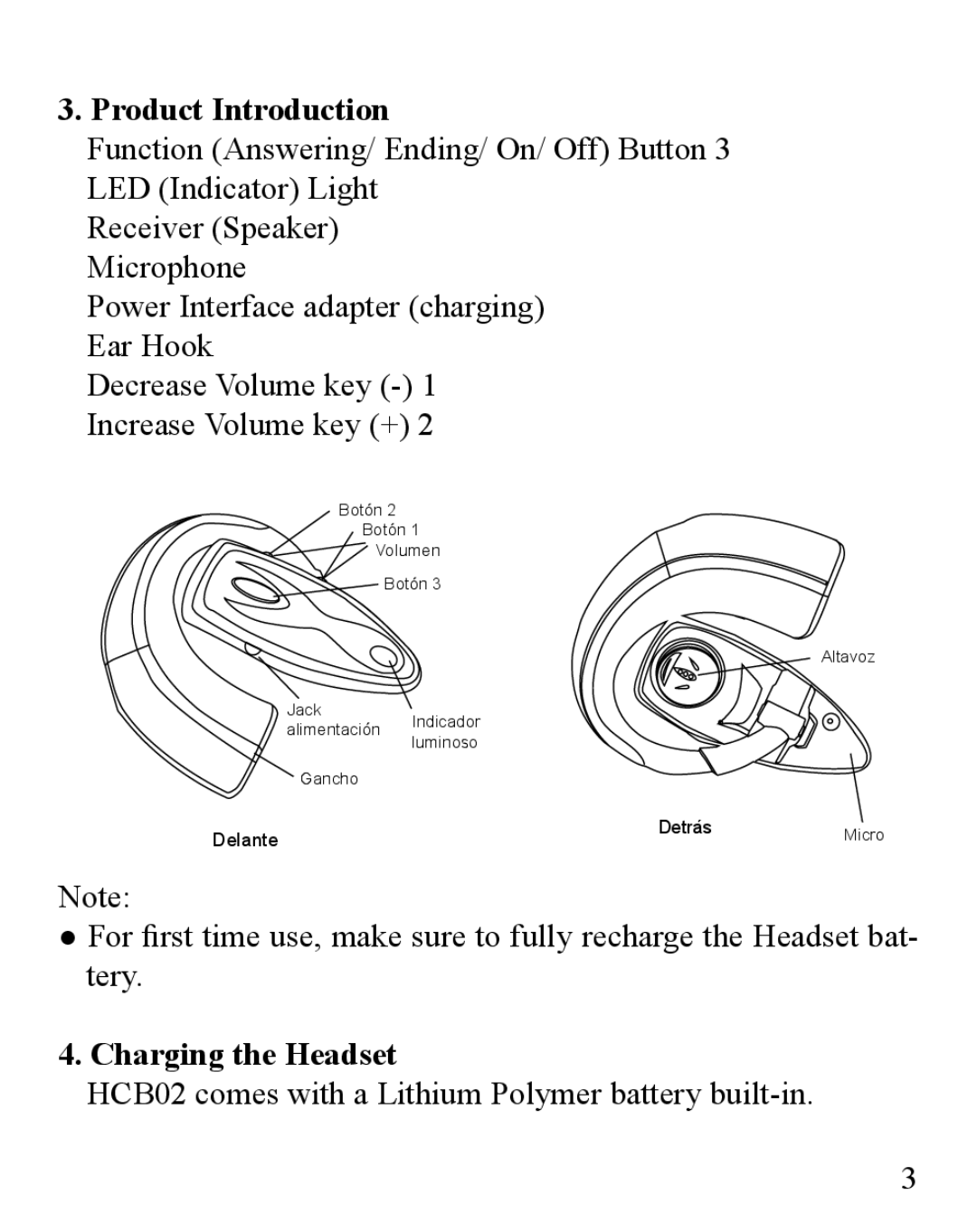 Huey Chiao HCB02 manual Product Introduction, Charging the Headset 