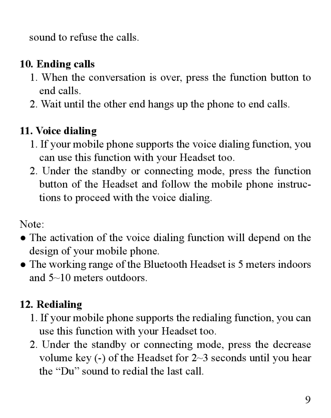 Huey Chiao HCB08 manual Ending calls, Voice dialing, Redialing 