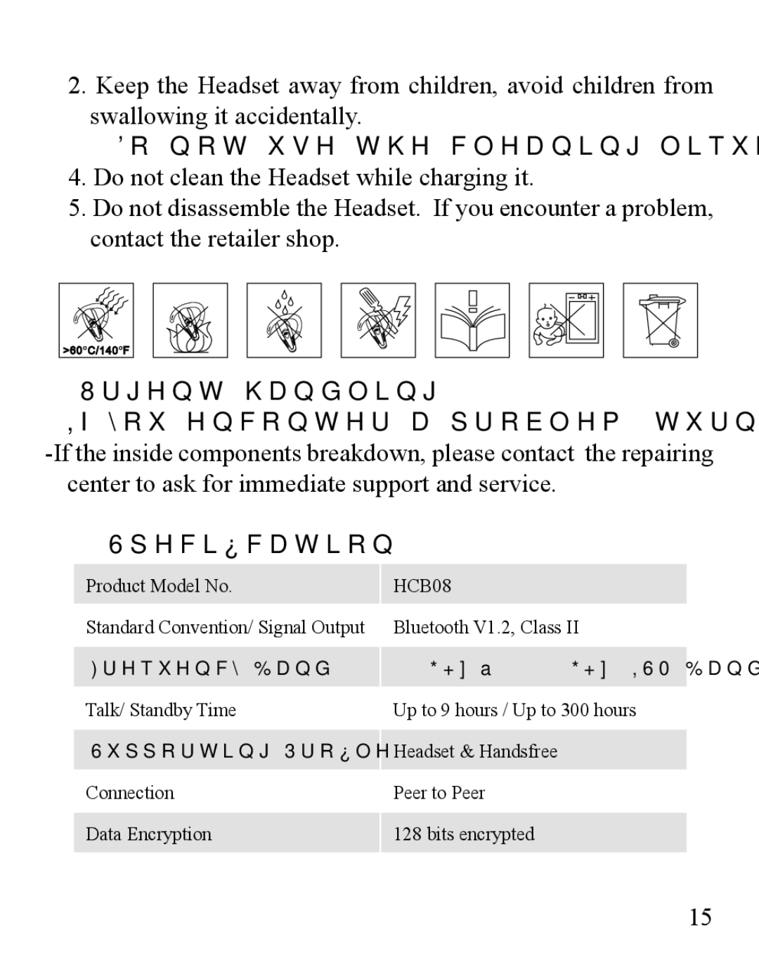 Huey Chiao HCB08 manual Specification 