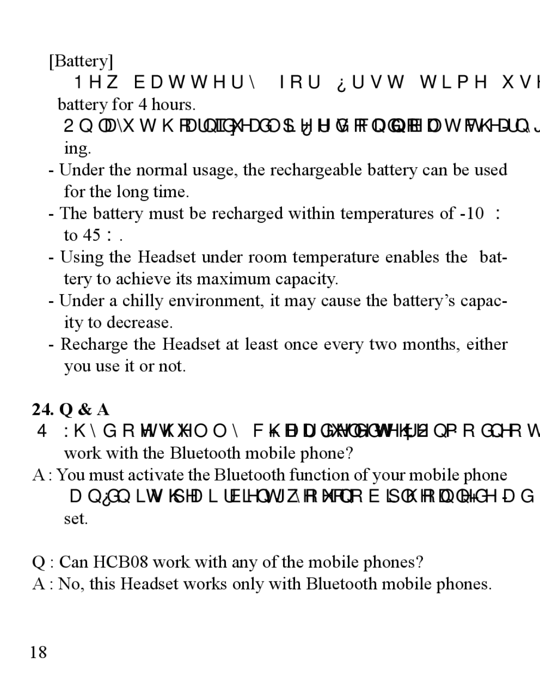 Huey Chiao HCB08 manual 24. Q & a 