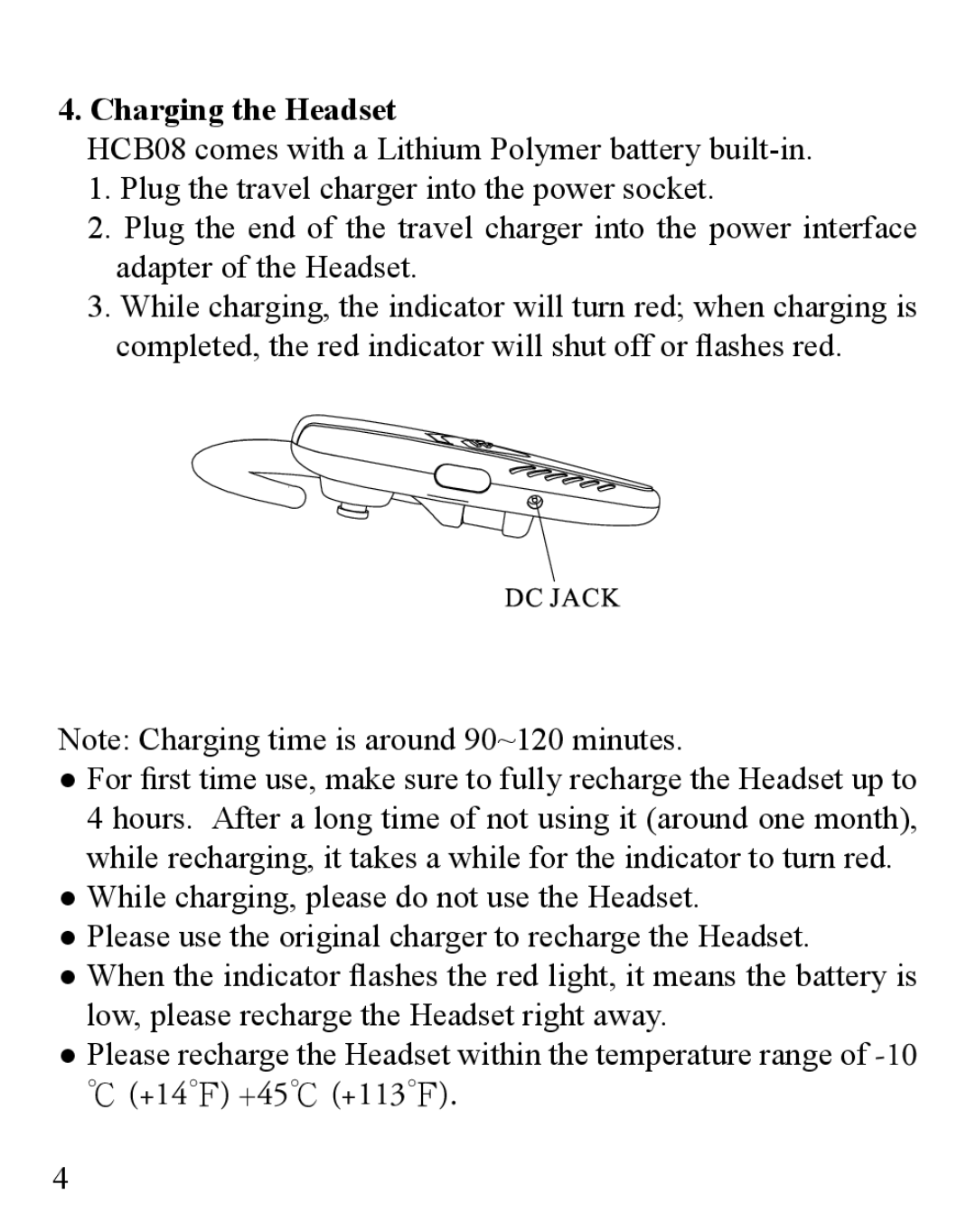 Huey Chiao HCB08 manual Charging the Headset 