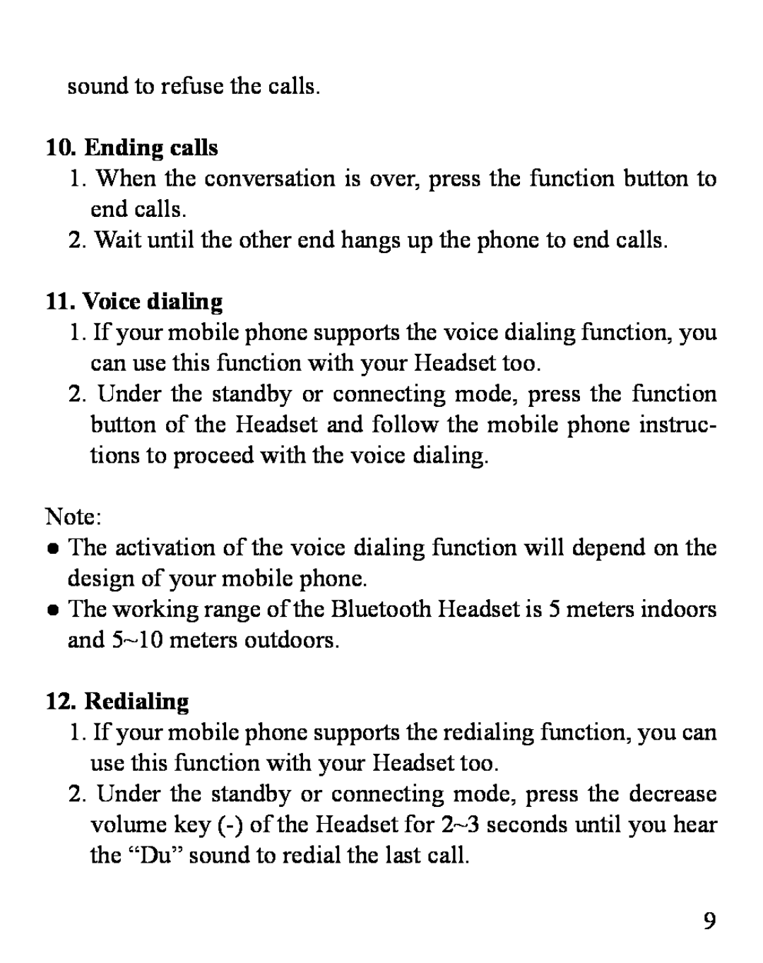 Huey Chiao HCB08 manual Ending calls, Voice dialing, Redialing 