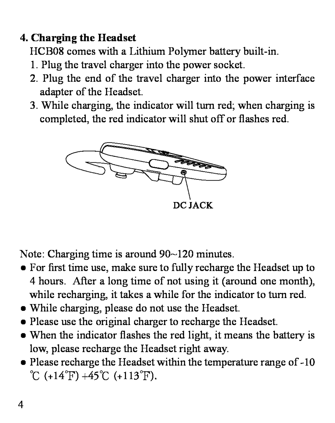 Huey Chiao HCB08 manual Charging the Headset 