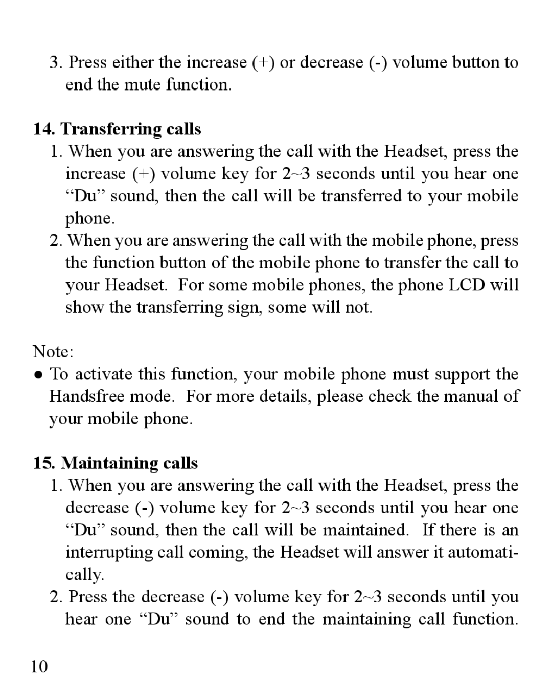 Huey Chiao HCB10 manual Transferring calls, Maintaining calls 