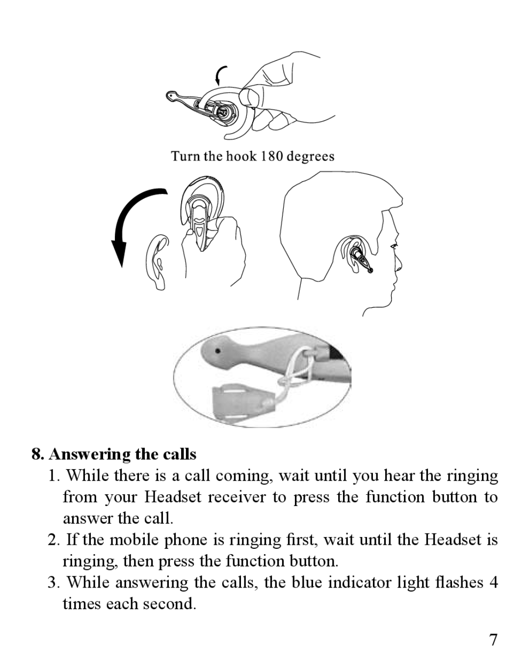 Huey Chiao HCB10 manual Answering the calls 