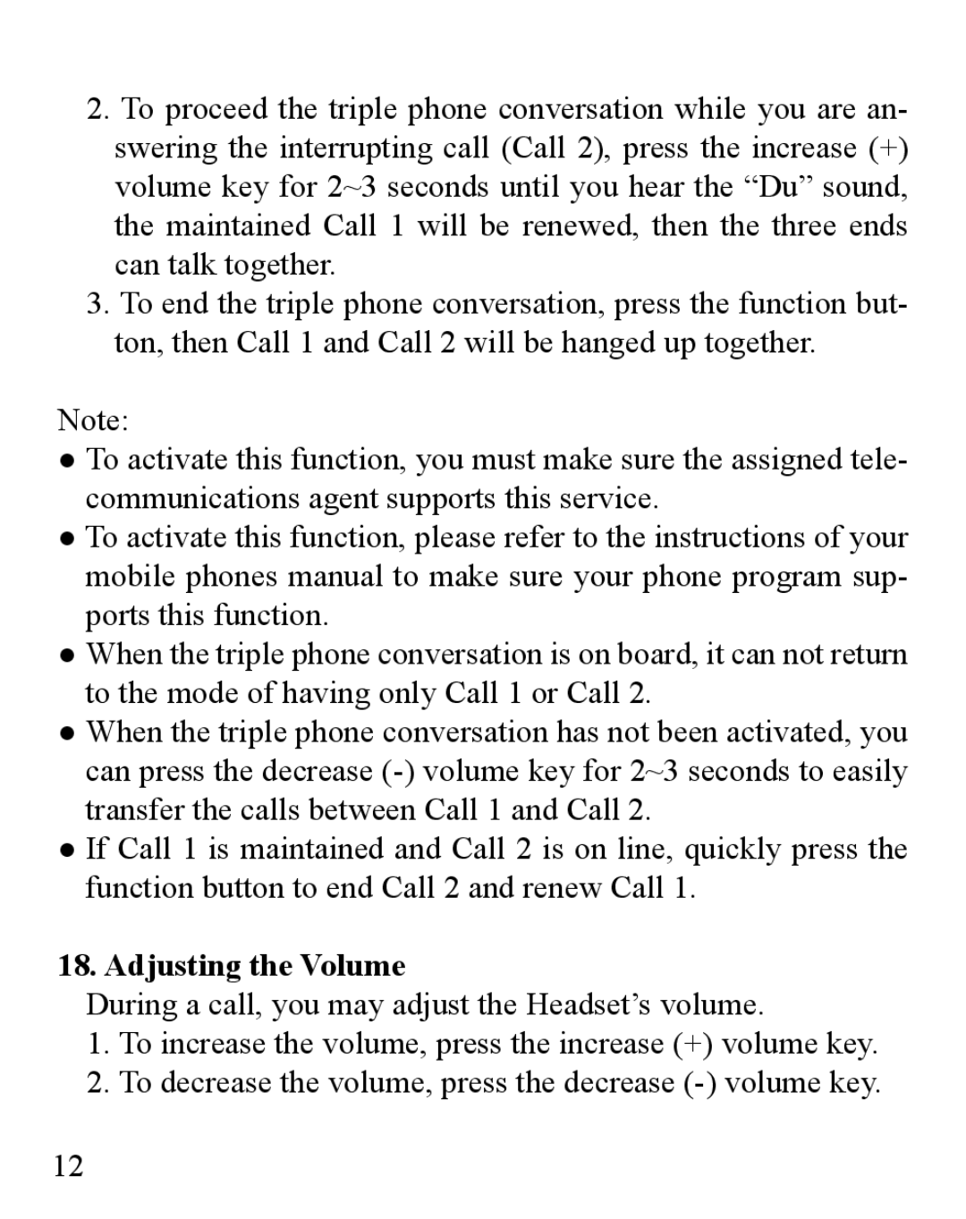 Huey Chiao HCB16 manual Adjusting the Volume 