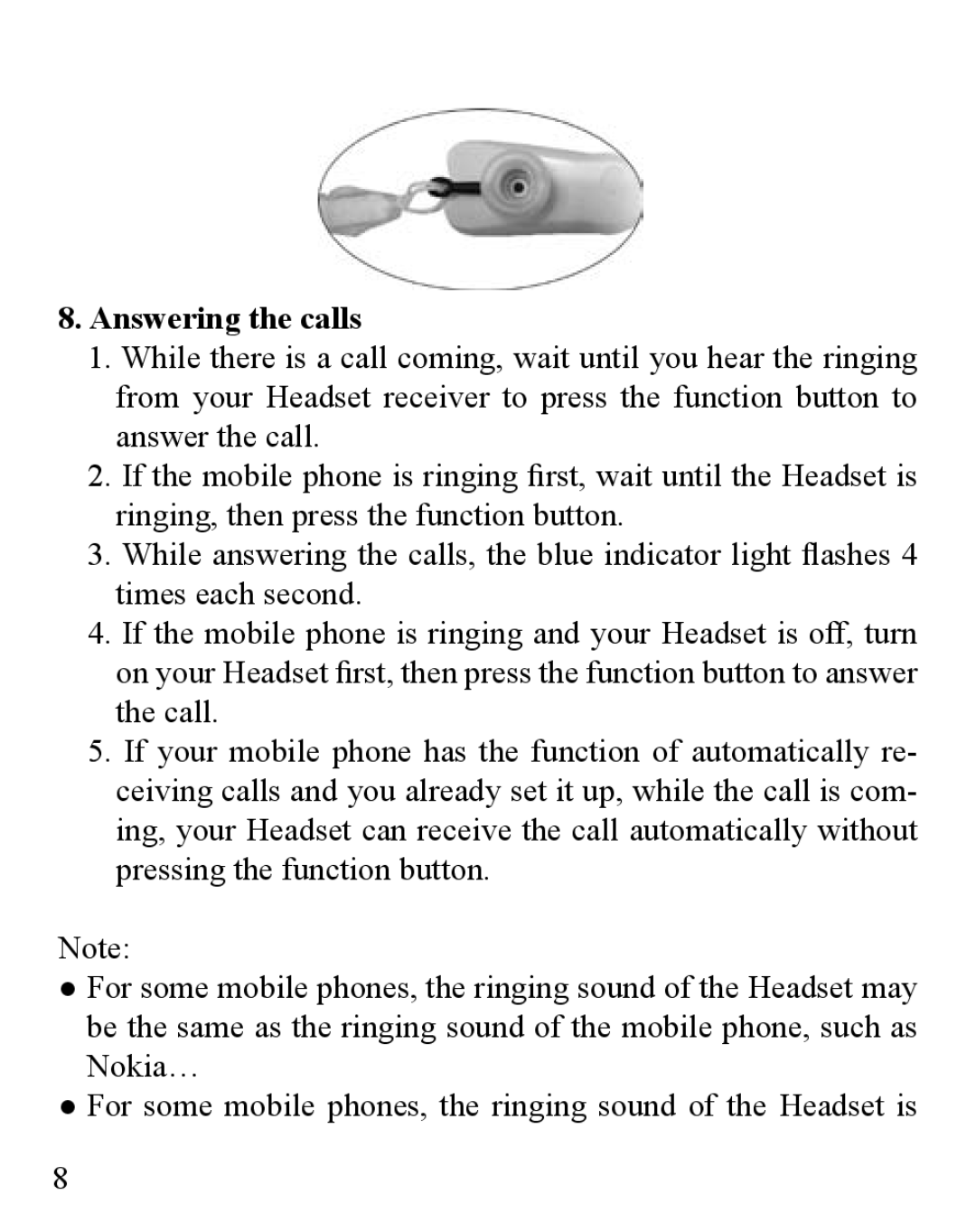 Huey Chiao HCB20 manual Answering the calls 