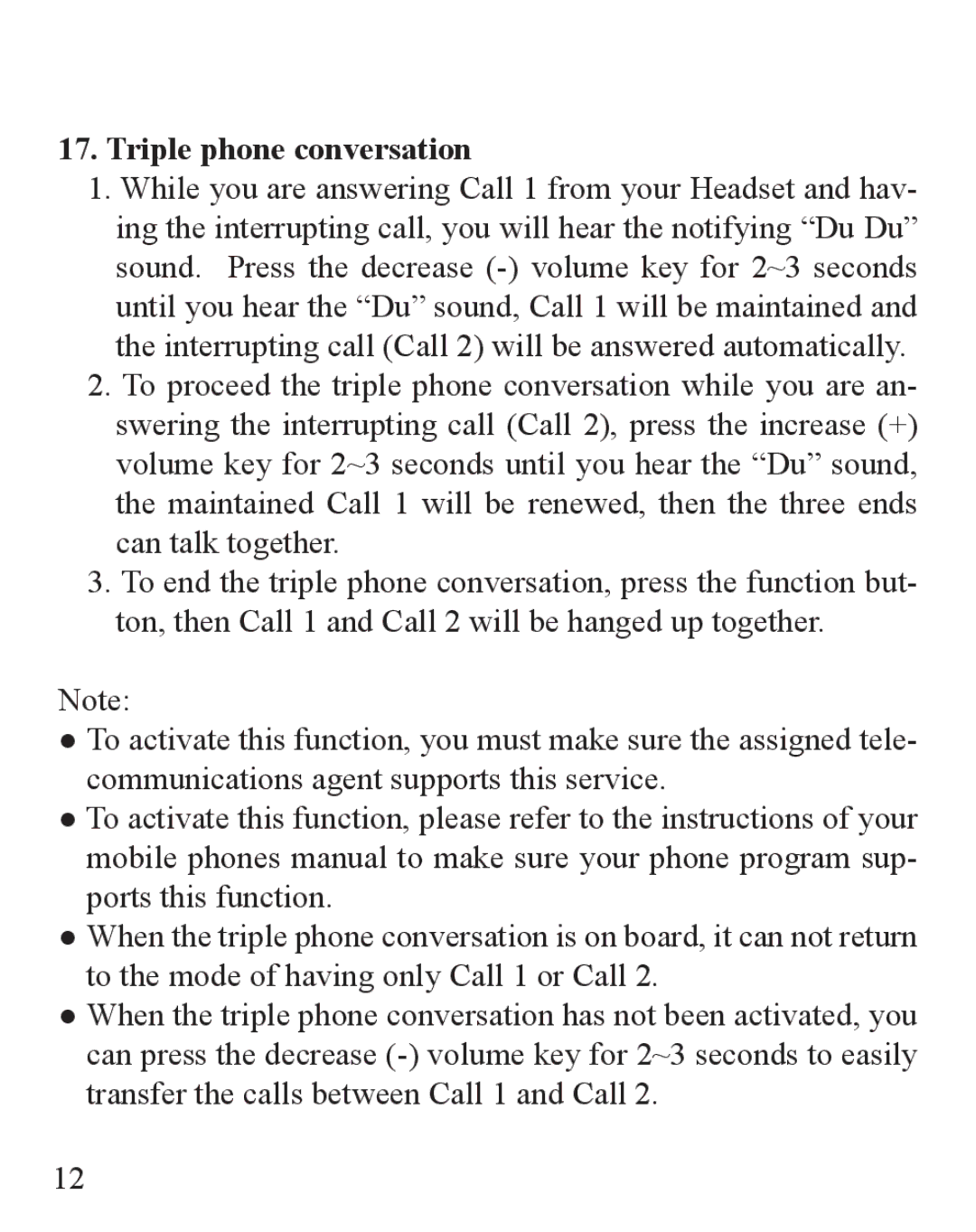 Huey Chiao HCB22 manual Triple phone conversation 