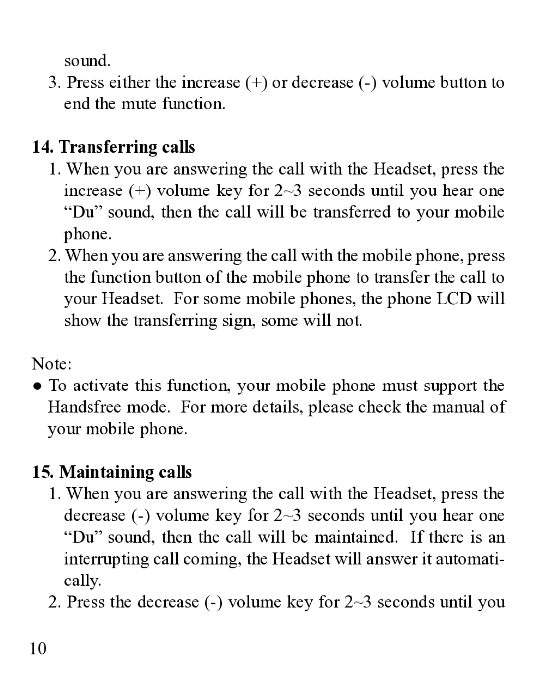 Huey Chiao HCB25 manual Transferring calls, Maintaining calls 