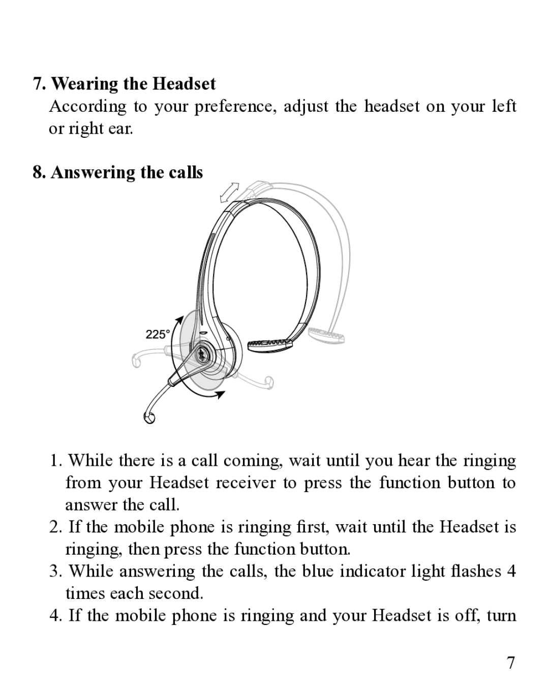 Huey Chiao HCB35 manual Wearing the Headset, Answering the calls 