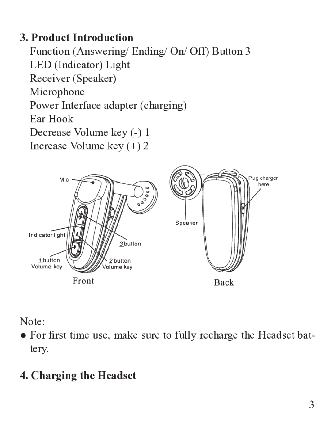 Huey Chiao HCB37 manual Product Introduction, Charging the Headset 