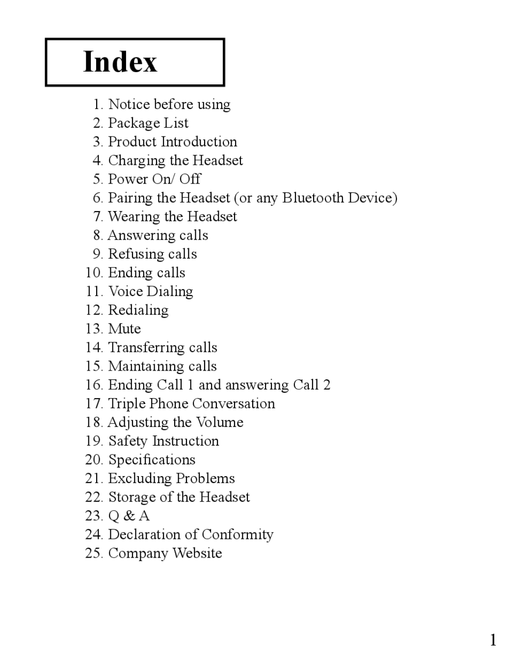 Huey Chiao HCS32 manual Index 