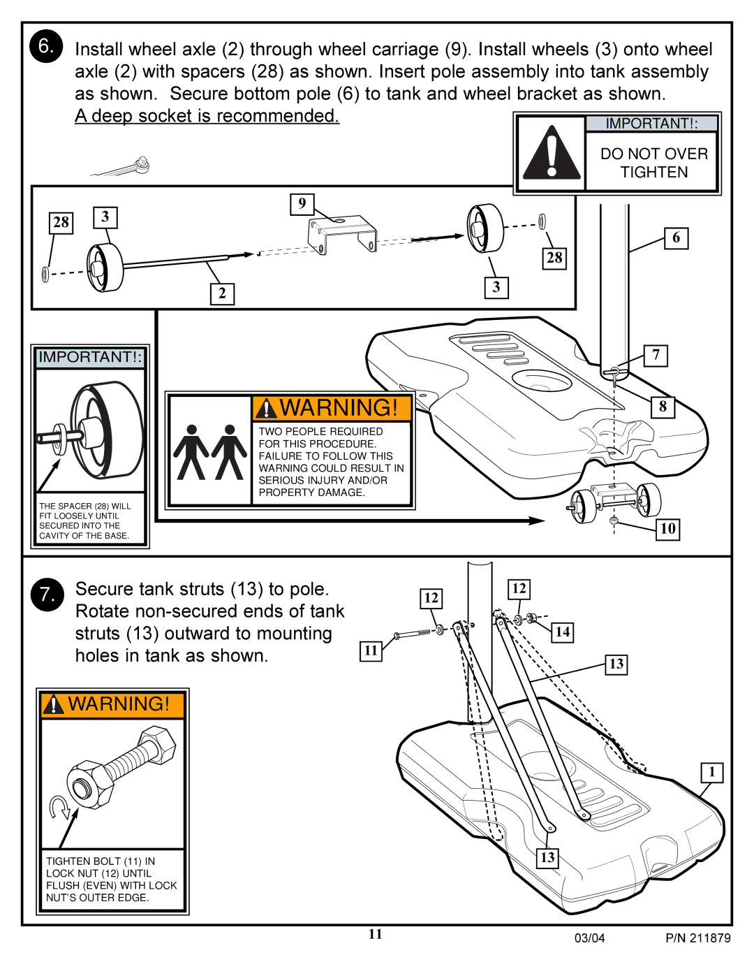 Huffy 1000 manual Do not Over Tighten 