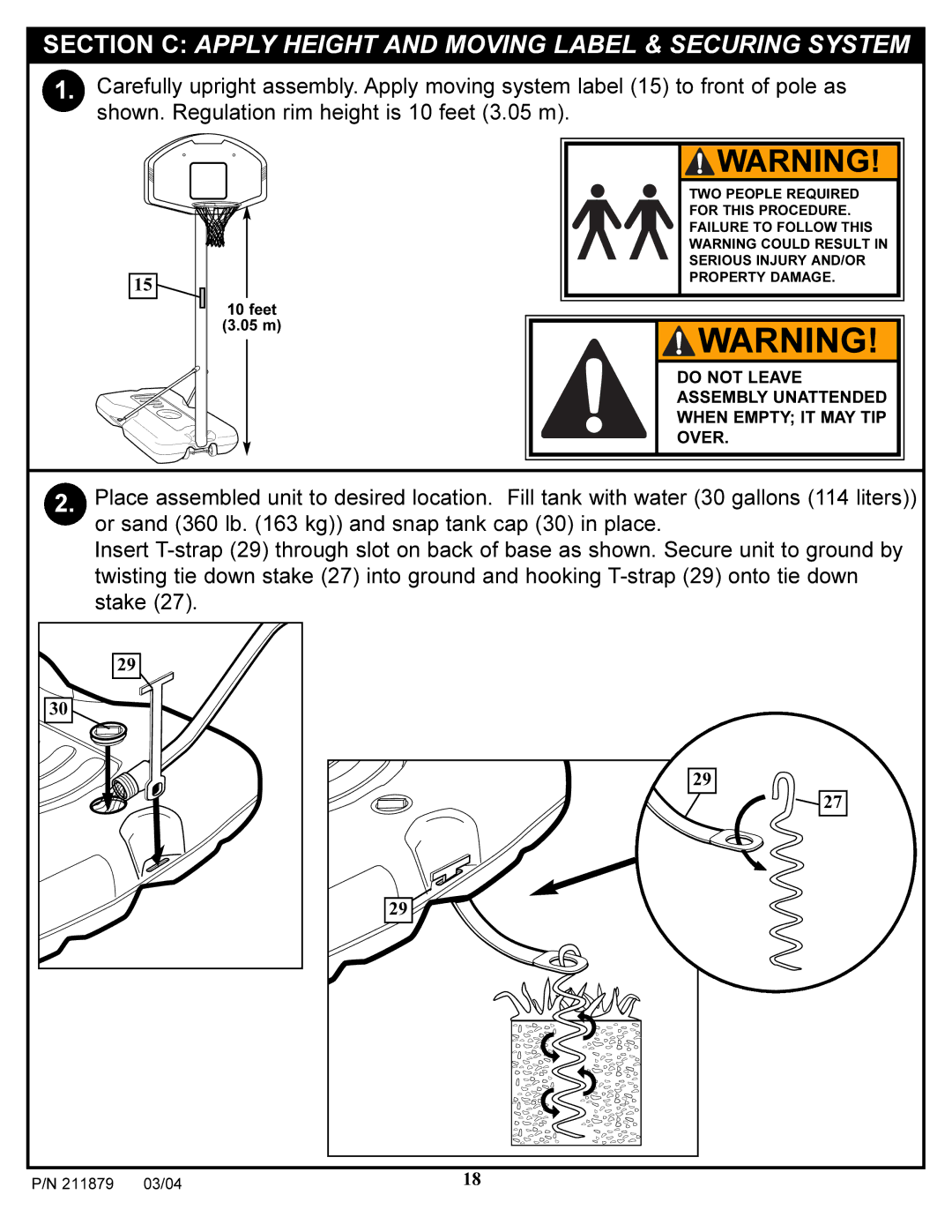 Huffy 1000 manual Section C Apply Height and Moving Label & Securing System 