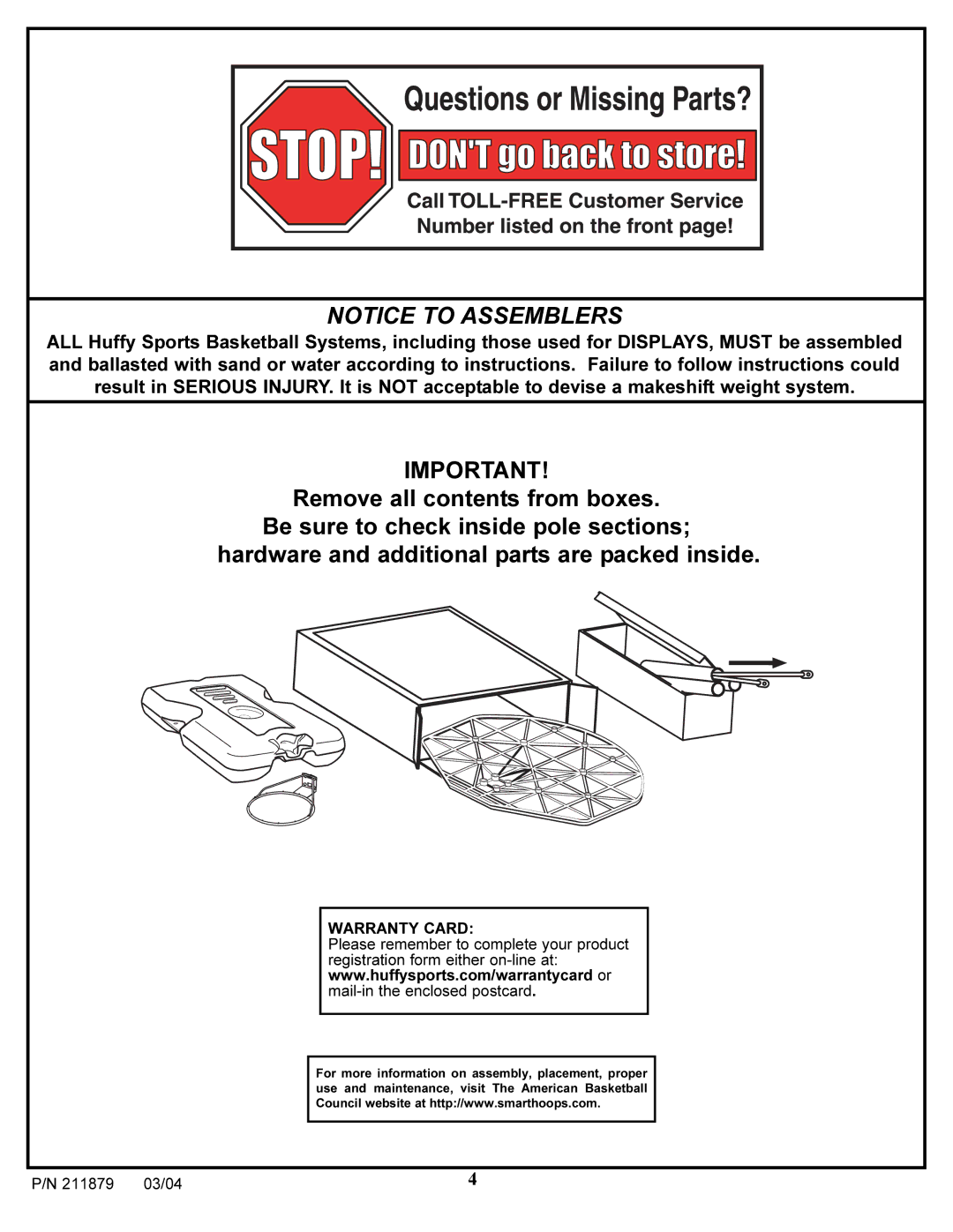 Huffy 1000 manual Warranty Card 