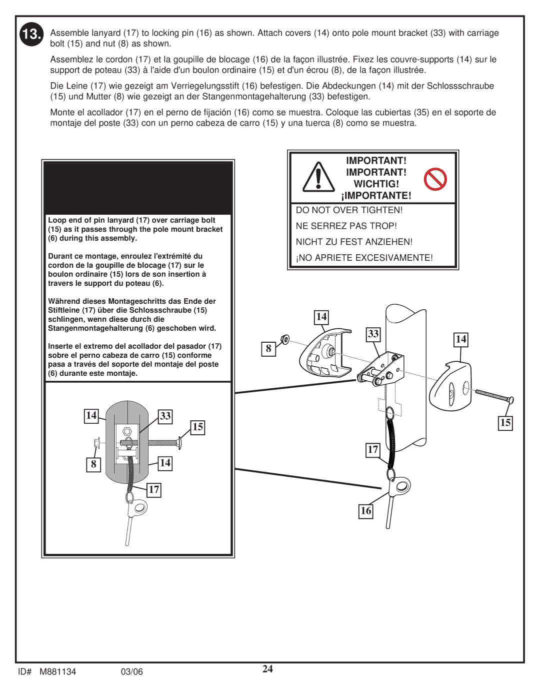 Huffy 1000MXP manual Important! / Important! Wichtig! / ¡Importante 