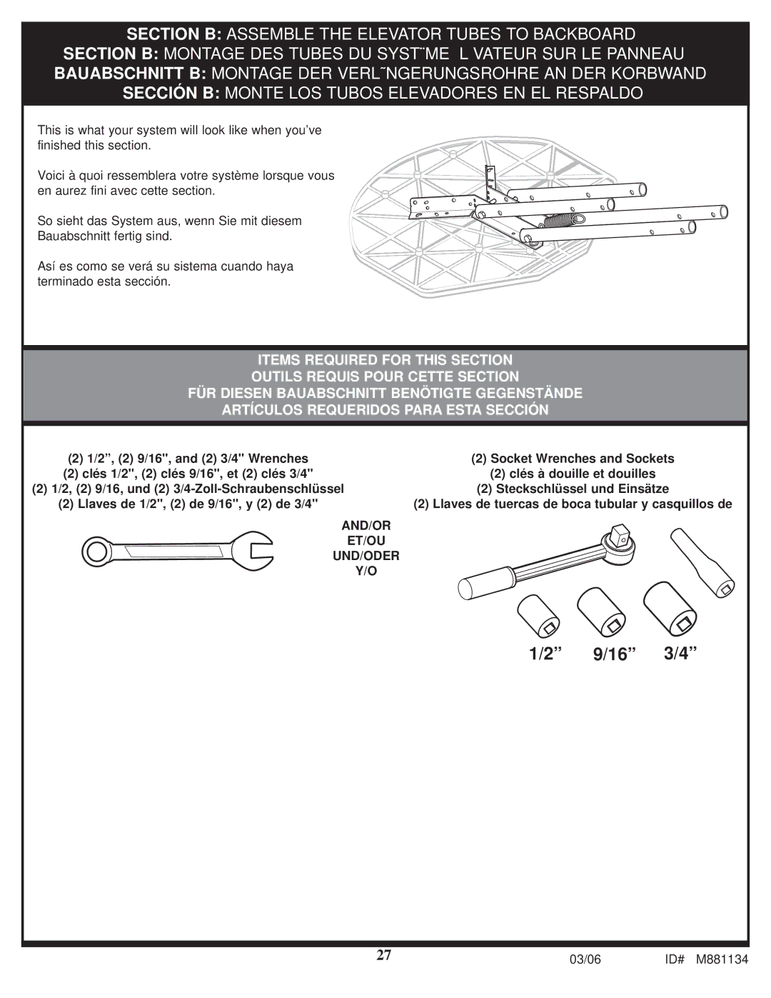 Huffy 1000MXP manual 9/16 3/4, And/Or Et/Ou Und/Oder 