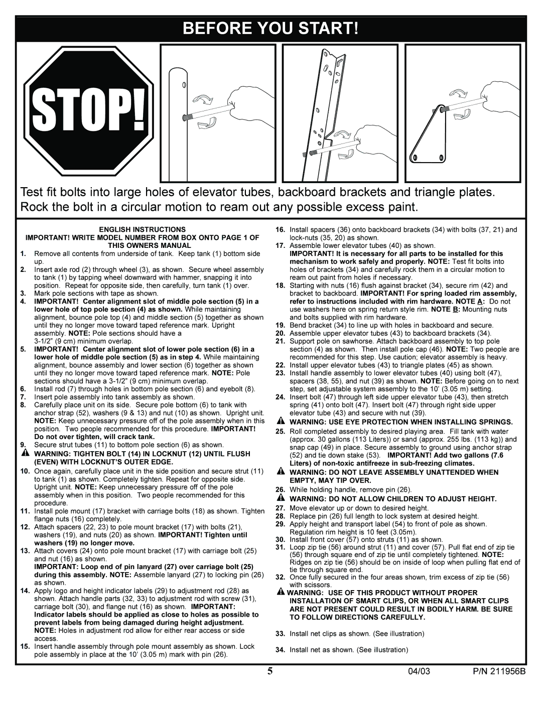 Huffy 104/03P/N211956B manual Before YOU Start 