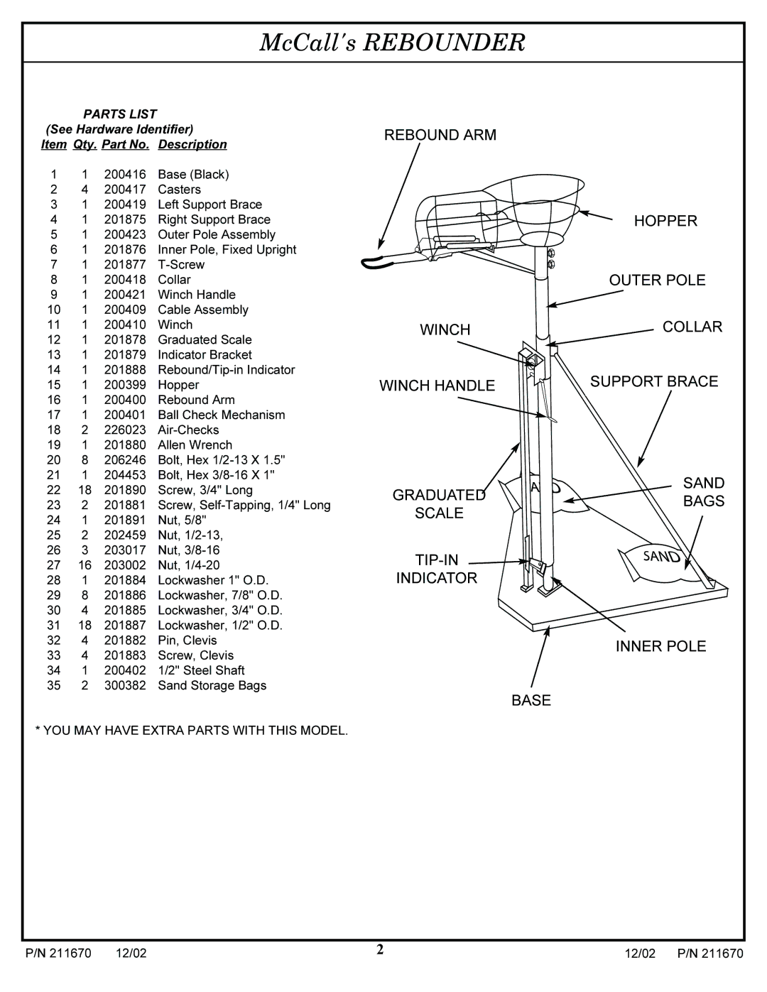 Huffy 1051 manual McCalls Rebounder 