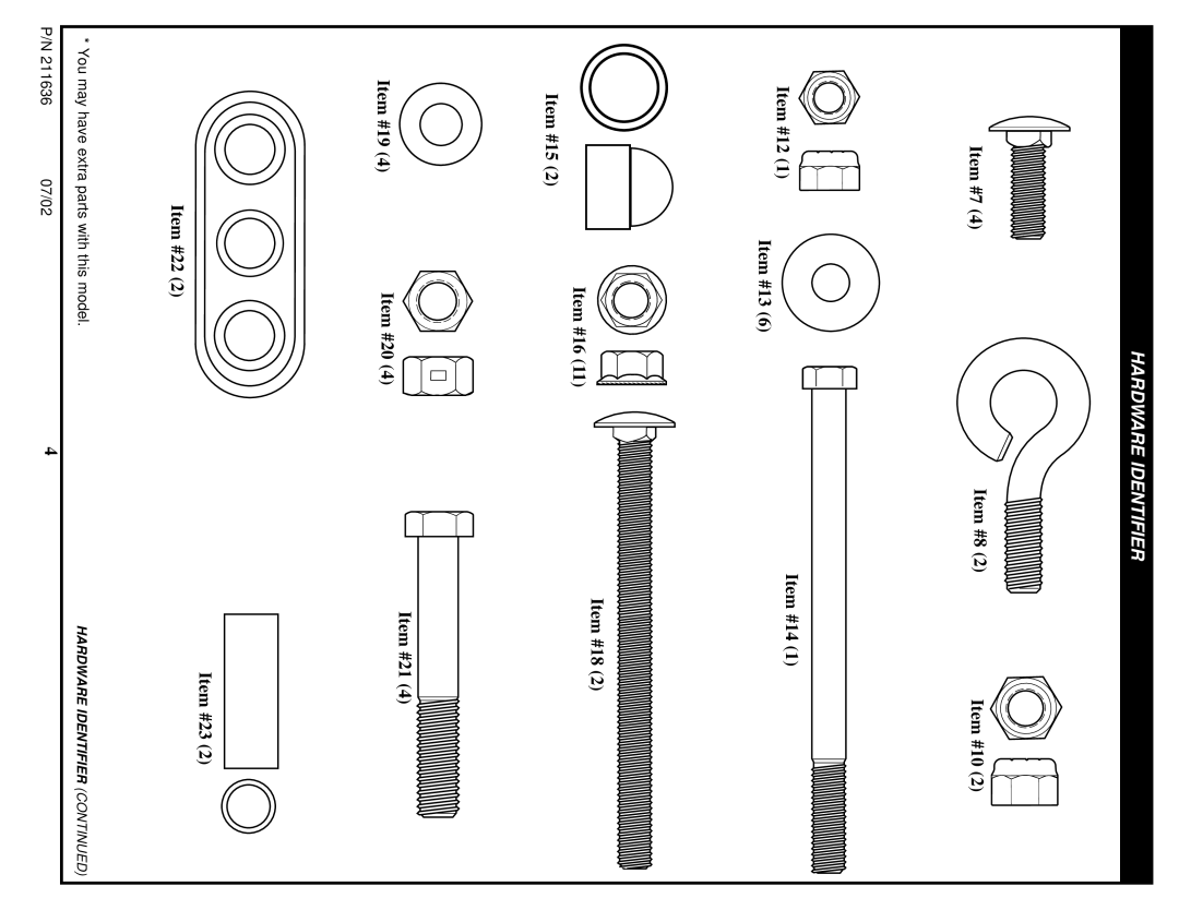 Huffy 110-816R019 manual Hardware Identifier 